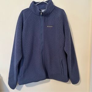 Columbia Sherpa Zip Up Jacket Size XXL Blue Soft Fluffy